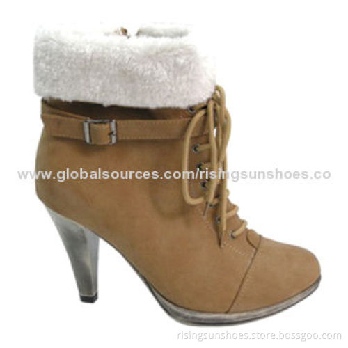 Women's Dress Boots, Trendy Lace-up Style with Zipper at Inner Side, OEM Orders WelcomedNew